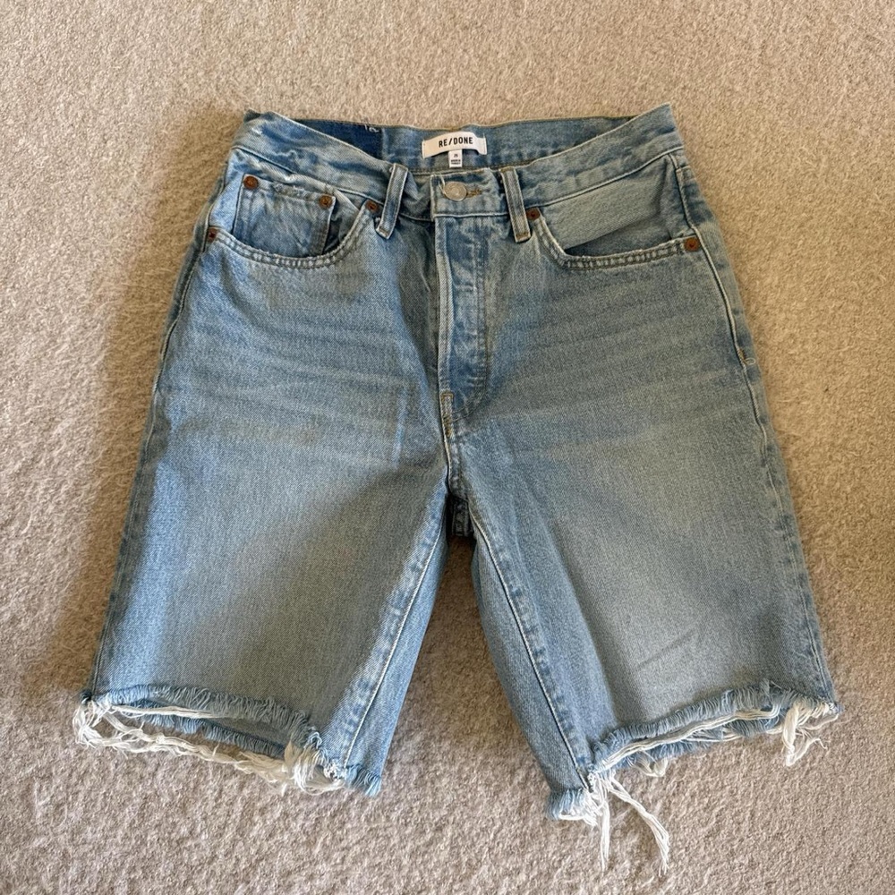 Re/Done Light Blue Vintage-Inspired Denim Shorts